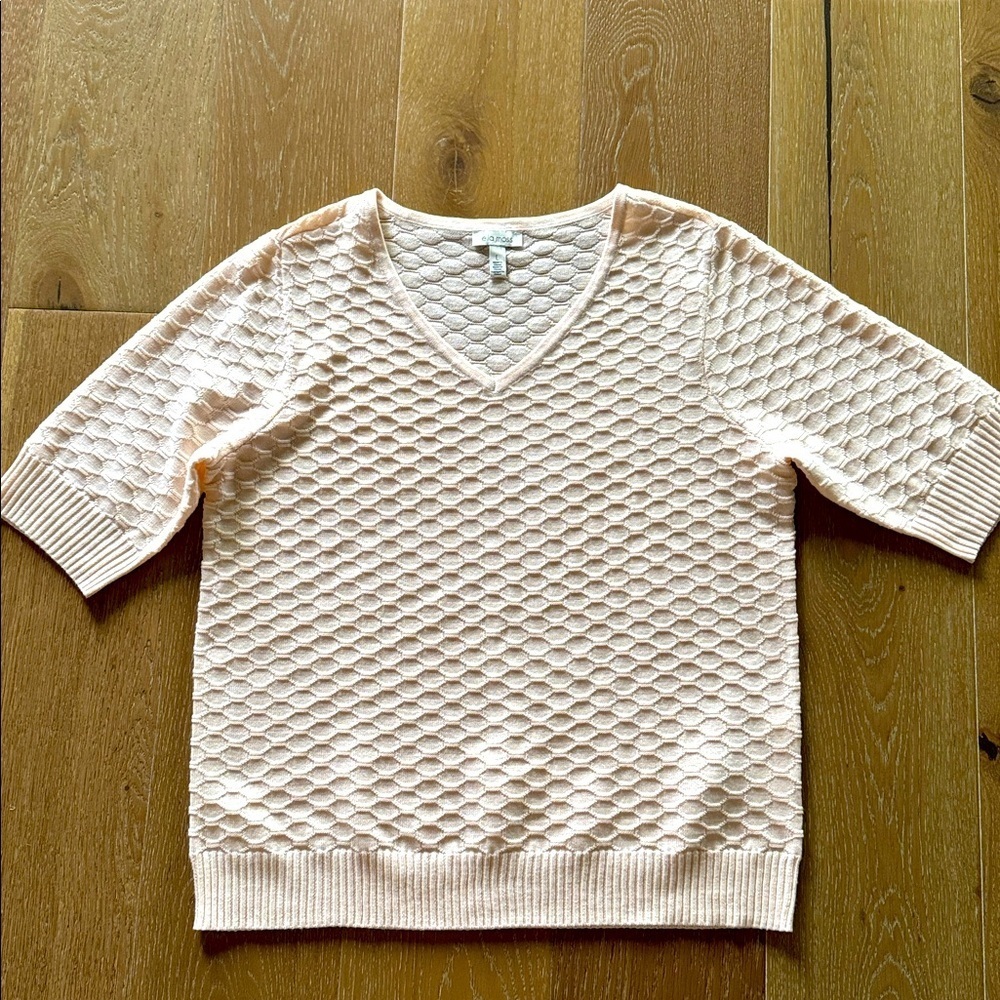 Ella Moss Pink Sweater Womens L 1/2 sleeve knit soft stretch office Career Work
